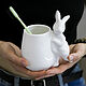 Стаканчик для зубных щёток с кроликом, 14,3 см, Белый. Диспенсеры и стаканы. Фарфор CLAYSTREET. Интернет-магазин Ярмарка Мастеров.  Фото №2