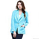 Linen jacket fitted turquoise, Suit Jackets, Tomsk,  Фото №1
