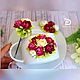 Чайная пара с ложкой с декором из полимерной глины - пионы. Наборы посуды. Flowerdecor337. Ярмарка Мастеров.  Фото №4
