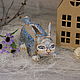 Ceramic figurine piggy Bank colorful Bunny. Ceramics Xenia gold