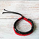 Leather braided bracelet Red and black. Cuff bracelet. Tatiana (Leather bracelets). My Livemaster. Фото №4