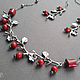 Frost berries. A bright necklace and earrings. Twigs and berries, corals, Jewelry Sets, St. Petersburg,  Фото №1