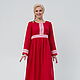 Dress red linen Alatyr with sleeve. Dresses. IVANKA/Odezhda v russkom stile (ivankaclub). Интернет-магазин Ярмарка Мастеров.  Фото №2