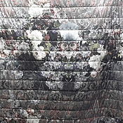 Стеганная ткань (Италия) восточ. принт на серо-бирюзовом фоне