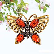 Украшения handmade. Livemaster - original item Women`s Butterfly Brooch for girls Brass Amber. Handmade.
