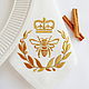 Napkin with bulk embroidery `Her Majesty bee` `Sulkin house` embroidery workshop
