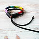 Braided leather and thread bracelet rainbow dotted. Cuff bracelet. Tatiana (Leather bracelets). My Livemaster. Фото №4