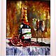 Bottle of champagne and pomegranate interior painting. Pictures. Vladyart. My Livemaster. Фото №5