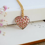 Украшения handmade. Livemaster - original item Heart pendant with real pink flowers. Gift girl. Handmade.