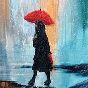 Картины и панно handmade. Livemaster - original item Oil painting. Rain in the city.. Handmade.