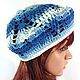 Knitted summer openwork beret made of cotton white and blue. Berets. UrbanStyleKnit (usknits). Online shopping on My Livemaster.  Фото №2