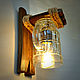 Бра из дерева и пивного бокала, настенный деревянный светильник, Бра, Киев,  Фото №1