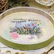 Для дома и интерьера handmade. Livemaster - original item Tray lavender decoupage wood decoupage. Handmade.
