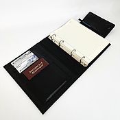 Канцелярские товары handmade. Livemaster - original item Notebook on rings made of genuine leather color black. Handmade.