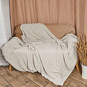 Для дома и интерьера handmade. Livemaster - original item Knitted beige plaid with braids. Handmade.