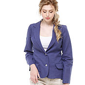 Одежда handmade. Livemaster - original item Dark blue 100% linen jacket. Handmade.