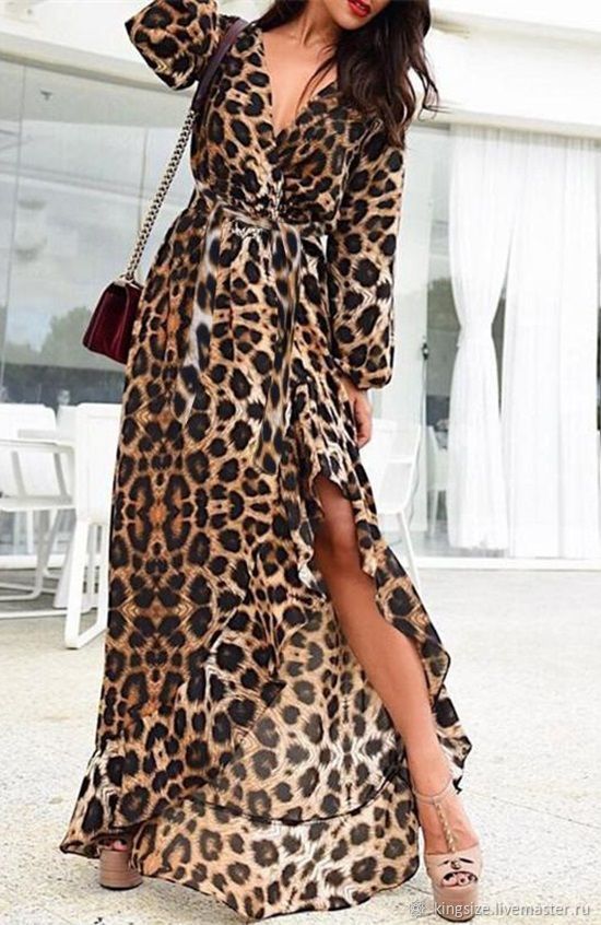 Платье длинное тигровое