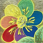 Картины и панно handmade. Livemaster - original item The painting of a flower-a seven-flower for wishes on a mini easel 10h10h0,5 cm.. Handmade.