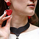 Серьги из кожи Сердцеедка. Кожаные серьги с говлитом, Серьги классические, Гусь Хрустальный,  Фото №1