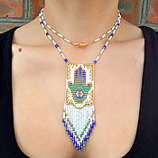 Украшения handmade. Livemaster - original item Boho beaded necklace hand of Fatima Hand of Miriam Protective amulet. Handmade.
