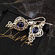 Earrings with a sapphire metal melchior stone ' Deep Blue', Earrings, St. Petersburg,  Фото №1