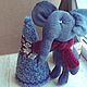 Джинсовый слон в шарфе... индиго ..и елка (набор), Мягкие игрушки, Приозерск,  Фото №1