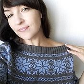 Свитер с оленем бело - красный