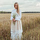 Белое платье в русском стиле "Желанна" кружево, вышивка, Народные платья, Кострома,  Фото №1