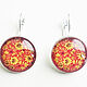 Silver plated earrings Hohloma (yellow-red pattern). Earrings. Linda (LKdesign). Online shopping on My Livemaster.  Фото №2
