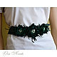 Belt sash Emerald flowers in suede and leather with embroidery. Belt. flowersstyle (flowersstyle). My Livemaster. Фото №4