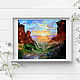 Oil painting mountains Dawn in the mountains Painting red mountains. Pictures. Lana Zaitceva. My Livemaster. Фото №4