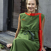 Одежда handmade. Livemaster - original item dresses: Green-carrot shopper dress. Handmade.