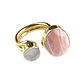 Gold ring with moonstone and rhodochrosite, large pink ring. Rings. Irina Moro. My Livemaster. Фото №6