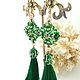 Earrings brush long green emerald glitter. Tassel earrings. elena (luxus-stil). My Livemaster. Фото №4