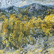 Картины и панно handmade. Livemaster - original item Painting In autumn haze Autumn landscape with mountains. Handmade.