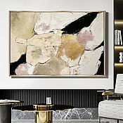 Картины и панно handmade. Livemaster - original item Large abstraction in warm shades Interior beige oil painting. Handmade.