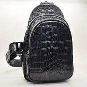 Сумки и аксессуары handmade. Livemaster - original item Men`s shoulder bag, genuine crocodile leather, in black. Handmade.