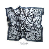 Аксессуары handmade. Livemaster - original item Silk Scarf Batik Grey Leopard Steel Graphite Silk 100%. Handmade.