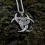 Украшения handmade. Livemaster - original item Three moons (Celtic ornament) — steel pendant on a chain. Handmade.