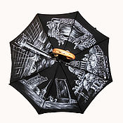 Дизайнерский зонт женский складной синий с рисунком на заказ Лодка