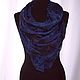 Silk handkerchief blue black square thin large batik. Shawls1. Silk scarves gift for Womans. My Livemaster. Фото №4