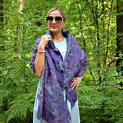 Аксессуары handmade. Livemaster - original item Stole felted Purple polka dots, silk large scarf 56 x 173 cm. Handmade.