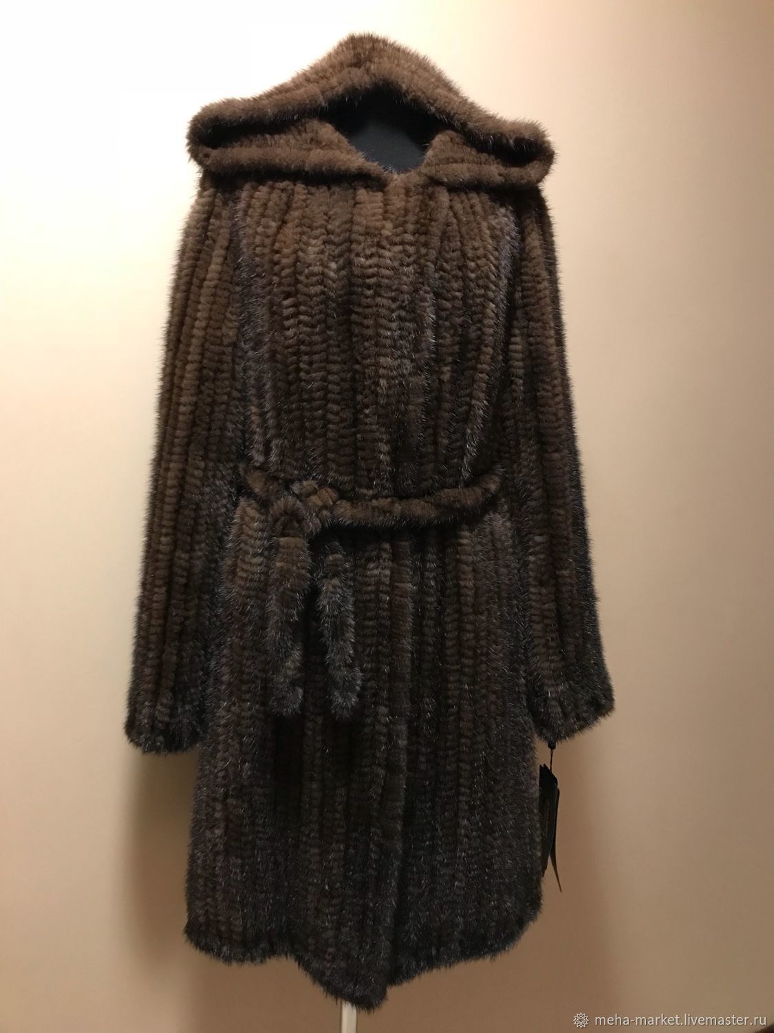 Вязаное норковое пальто