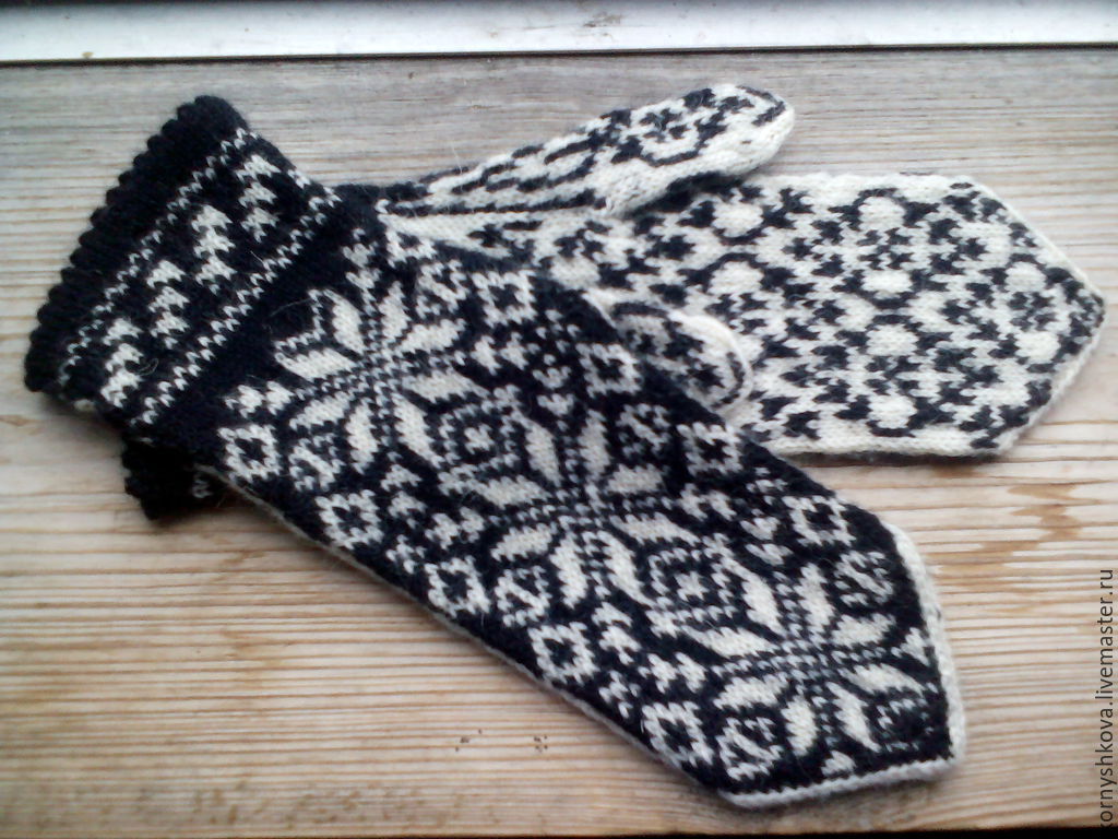 Mittens knitted women's woolen 'Snowflakes dance', Mittens, Saransk,  Фото №1