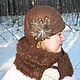 Women's brown felt hat with latte veil, Hats1, Novosibirsk,  Фото №1