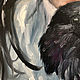Girl and Raven, painting with a bird, portrait of a girl. Pictures. myfoxyart (MyFoxyArt). My Livemaster. Фото №4
