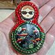 Brooch Matryoshka-little mermaid embroidery with beads. Brooches. Author's handmade jewelry (Mirabel). My Livemaster. Фото №5