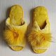 Women's sheepskin Slippers open yellow, Slippers, Moscow,  Фото №1