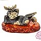 Order The bull is the symbol of the year. Figurine made of brass. amber stand. ARTBEGEMOT studio. Livemaster. . Christmas gifts Фото №3