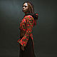 Order Red Fantasy Linen Vest Hooded Elvish Jacket. mongolia. Livemaster. . Jackets Фото №3